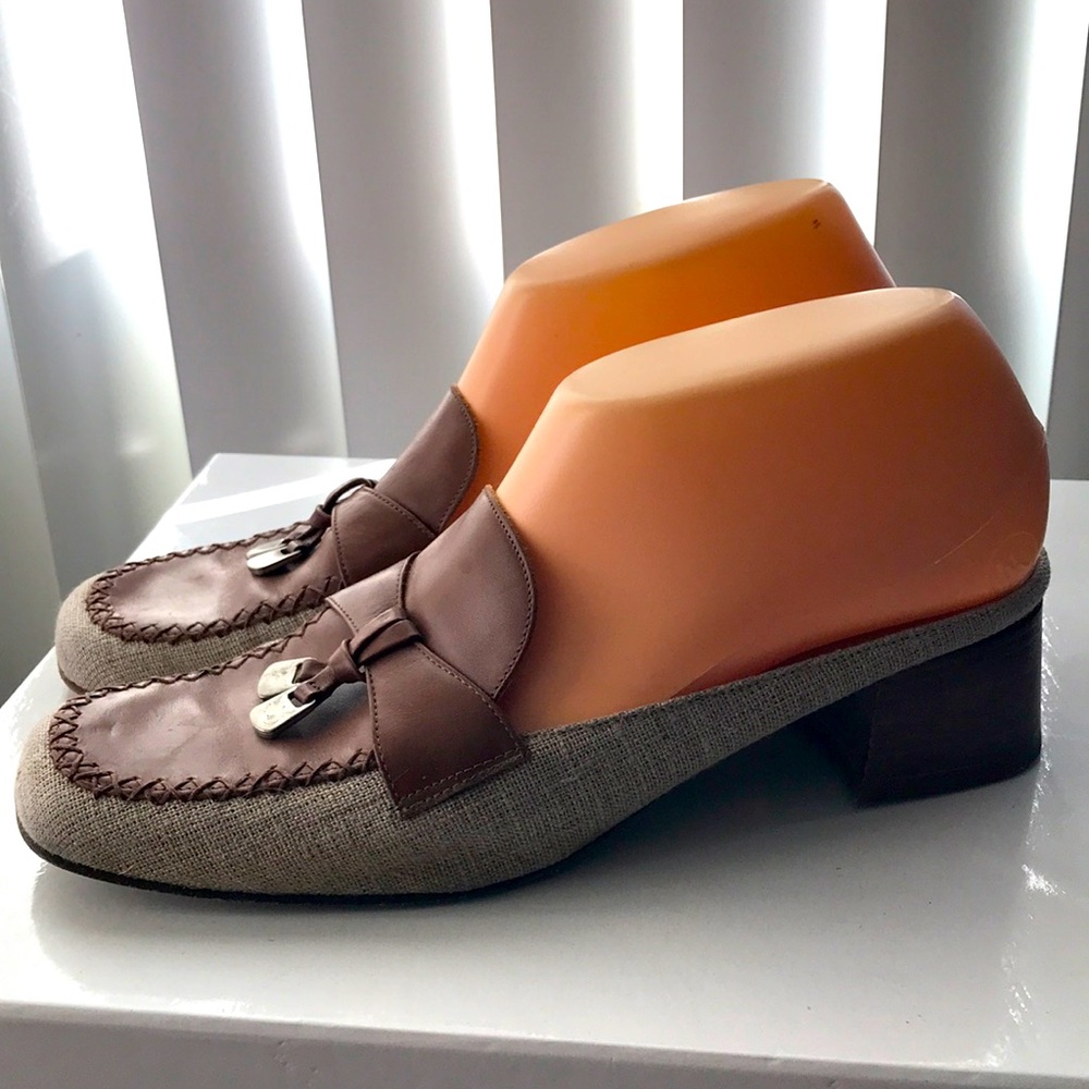 Ariete leather and canvas slippers Sz 8.5